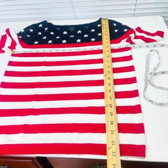 Talbots Patriotic American Flag Short Sleeved Sweater Small Petite - Picture 11 of 12